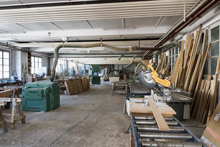 Site d'origine, atelier de fabrication nord : intérieur du premier niveau, depuis l'entrée à l'est. © Sonia Dourlot / Région Bourgogne-Franche-Comté, Inventaire du patrimoine - 2016