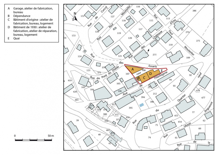 Plan-masse et de situation. © Mathias Papigny / Région Bourgogne-Franche-Comté, Inventaire du patrimoine - 2016 Plan-masse et de situation. © Mathias Papigny / Région Bourgogne-Franche-Comté, Inventaire du patrimoine - 2016