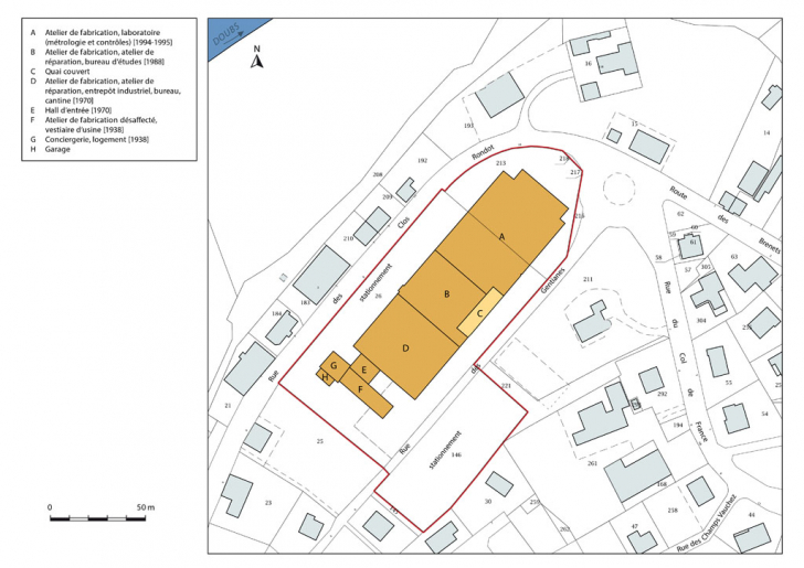 Plan-masse et de situation, avec datation. © Mathias Papigny / Région Bourgogne-Franche-Comté, Inventaire du patrimoine - 2016 Plan-masse et de situation, avec datation. © Mathias Papigny / Région Bourgogne-Franche-Comté, Inventaire du patrimoine - 2016