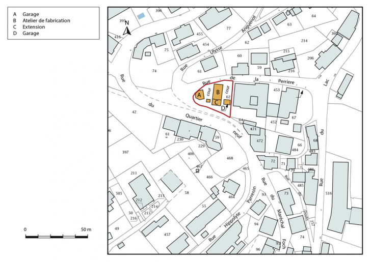 Plan-masse et de situation. © Mathias Papigny / Région Bourgogne-Franche-Comté, Inventaire du patrimoine - 2016 Plan-masse et de situation. © Mathias Papigny / Région Bourgogne-Franche-Comté, Inventaire du patrimoine - 2016