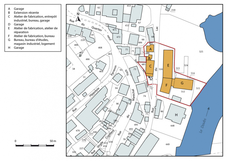Plan-masse et de situation. © Mathias Papigny / Région Bourgogne-Franche-Comté, Inventaire du patrimoine - 2016 Plan-masse et de situation. © Mathias Papigny / Région Bourgogne-Franche-Comté, Inventaire du patrimoine - 2016