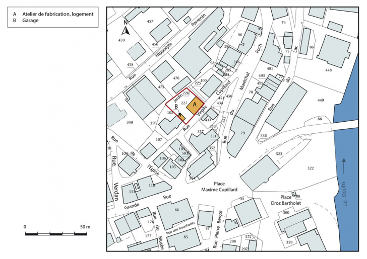 Plan-masse et de situation. © Mathias Papigny / Région Bourgogne-Franche-Comté, Inventaire du patrimoine - 2016 Plan-masse et de situation. © Mathias Papigny / Région Bourgogne-Franche-Comté, Inventaire du patrimoine - 2016