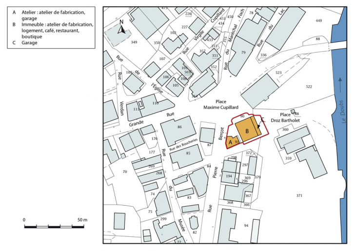 Plan-masse et de situation. © Mathias Papigny / Région Bourgogne-Franche-Comté, Inventaire du patrimoine - 2016 Plan-masse et de situation. © Mathias Papigny / Région Bourgogne-Franche-Comté, Inventaire du patrimoine - 2016
