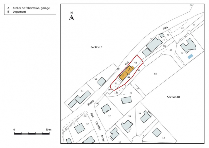 Plan-masse et de situation. © Mathias Papigny / Région Bourgogne-Franche-Comté, Inventaire du patrimoine - 2016 Plan-masse et de situation. © Mathias Papigny / Région Bourgogne-Franche-Comté, Inventaire du patrimoine - 2016