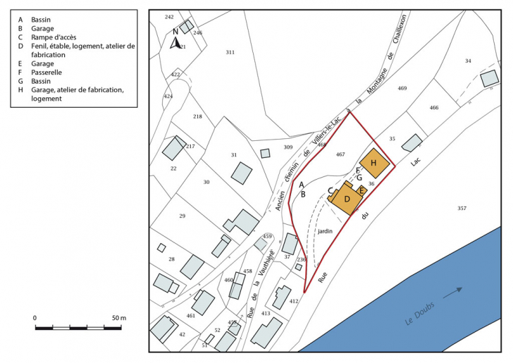 Plan-masse et de situation. © Mathias Papigny / Région Bourgogne-Franche-Comté, Inventaire du patrimoine - 2016 Plan-masse et de situation. © Mathias Papigny / Région Bourgogne-Franche-Comté, Inventaire du patrimoine - 2016