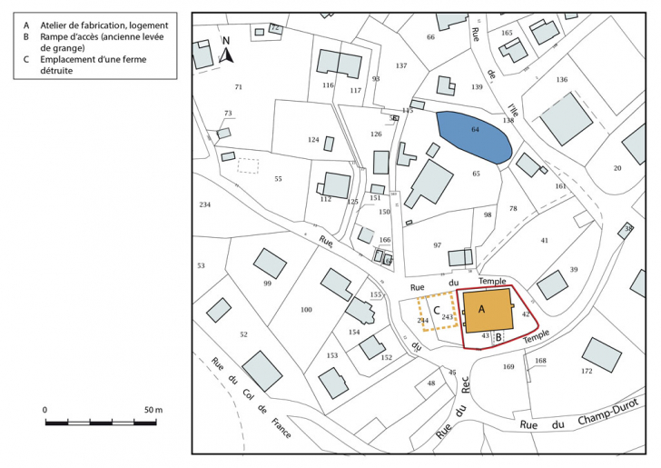 Plan-masse et de situation. © Mathias Papigny / Région Bourgogne-Franche-Comté, Inventaire du patrimoine - 2016 Plan-masse et de situation. © Mathias Papigny / Région Bourgogne-Franche-Comté, Inventaire du patrimoine - 2016