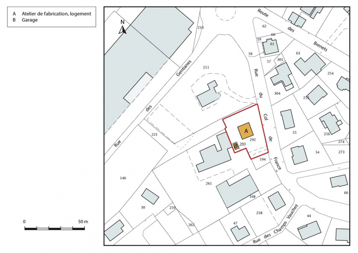 Plan-masse et de situation. © Mathias Papigny / Région Bourgogne-Franche-Comté, Inventaire du patrimoine - 2016 Plan-masse et de situation. © Mathias Papigny / Région Bourgogne-Franche-Comté, Inventaire du patrimoine - 2016