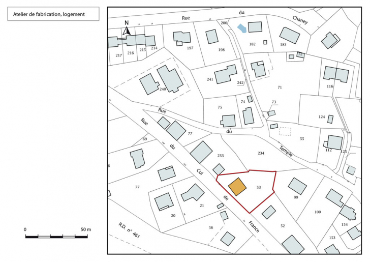 Plan-masse et de situation. © Mathias Papigny / Région Bourgogne-Franche-Comté, Inventaire du patrimoine - 2016 Plan-masse et de situation. © Mathias Papigny / Région Bourgogne-Franche-Comté, Inventaire du patrimoine - 2016