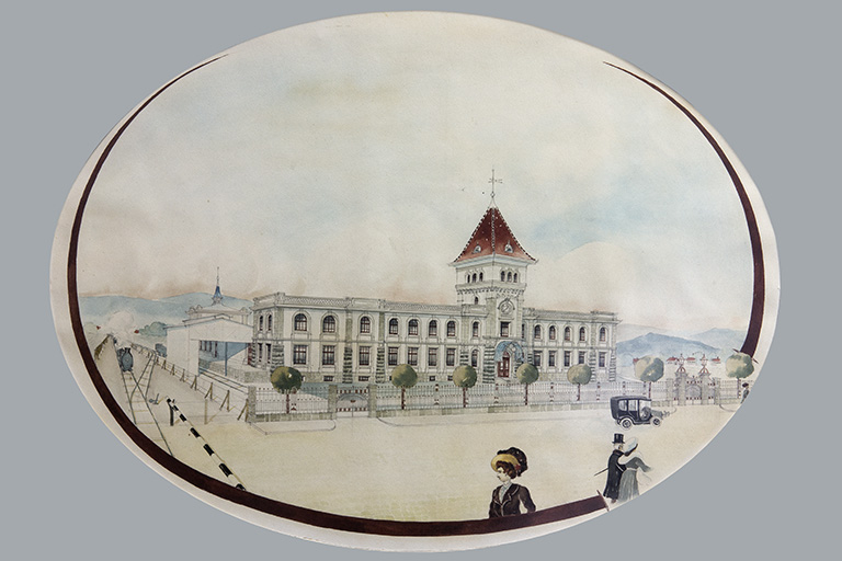 Vue de l'usine, aquarelle, s.d. [début 20e siècle]. © Jérôme Mongreville / Région Bourgogne-Franche-Comté, Inventaire du patrimoine - 2016