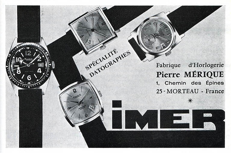 Fabrique d'horlogerie Pierre Merique. Imer [publicité], vers 1970. © Laurent Poupard / Région Bourgogne-Franche-Comté, Inventaire du patrimoine - 2016