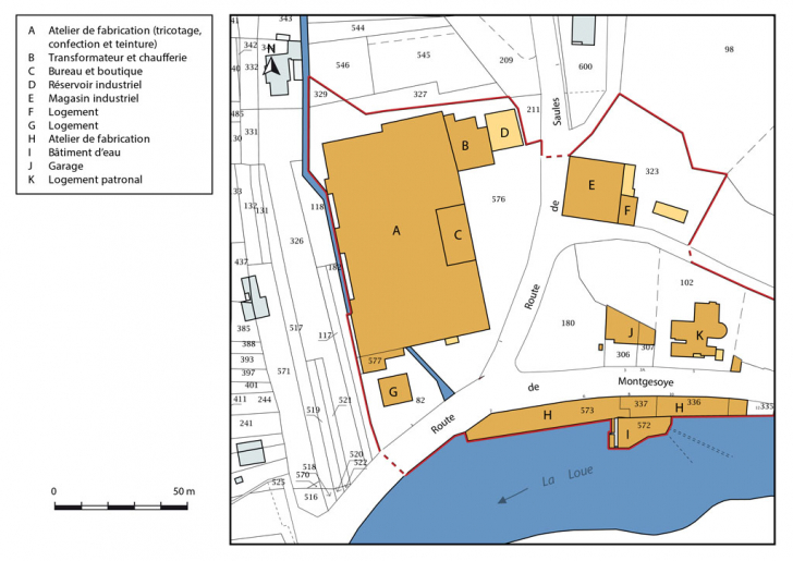 Plan-masse et de situation. Extrait du plan cadastral, 2016, section AW. © Mathias Papigny / Région Bourgogne-Franche-Comté, Inventaire du patrimoine - 2016 Plan-masse et de situation. Extrait du plan cadastral, 2016, section AW. © Mathias Papigny / Région Bourgogne-Franche-Comté, Inventaire du patrimoine - 2016
