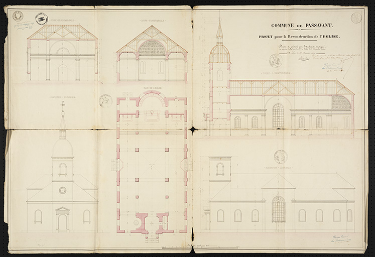 Projet pour la reconstruction de l'église. © Sonia Dourlot (reproduction) / Région Bourgogne-Franche-Comté, Inventaire du patrimoine - 2016