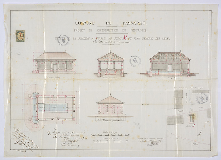 Projet de construction de la fontaine, rue Saint-Antoine. © Sonia Dourlot / Région Bourgogne-Franche-Comté, Inventaire du patrimoine - 2016