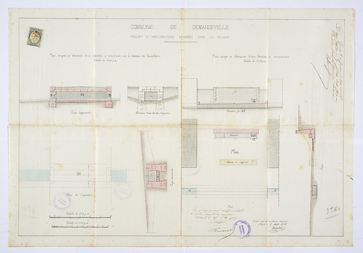 Plans : projet d'amélioration diverses. © Sonia Dourlot (reproduction) / Région Bourgogne-Franche-Comté, Inventaire du patrimoine - 2016 Plans : projet d'amélioration diverses. © Sonia Dourlot (reproduction) / Région Bourgogne-Franche-Comté, Inventaire du patrimoine - 2016