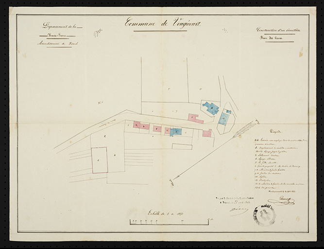Construction d'un cimetière. [Plan] 1852  © Sonia Dourlot (reproduction) / Région Bourgogne-Franche-Comté, Inventaire du patrimoine - 2016