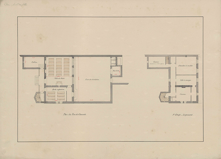 Plan de l'école des filles dressé en 1888 par l'instituteur.  © Sonia Dourlot (reproduction) / Région Bourgogne-Franche-Comté, Inventaire du patrimoine - 2016 Plan de l'école des filles dressé en 1888 par l'instituteur.  © Sonia Dourlot (reproduction) / Région Bourgogne-Franche-Comté, Inventaire du patrimoine - 2016