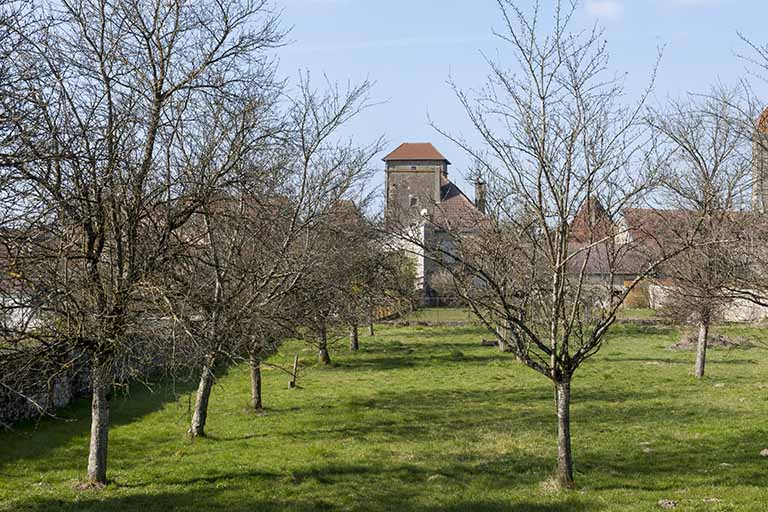 Vue depuis le verger. © Jérôme Mongreville / Région Bourgogne-Franche-Comté, Inventaire du patrimoine - 2016 Vue depuis le verger. © Jérôme Mongreville / Région Bourgogne-Franche-Comté, Inventaire du patrimoine - 2016