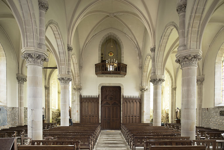 La nef depuis le choeur. © Sonia Dourlot / Région Bourgogne-Franche-Comté, Inventaire du patrimoine - 2016 La nef depuis le choeur. © Sonia Dourlot / Région Bourgogne-Franche-Comté, Inventaire du patrimoine - 2016