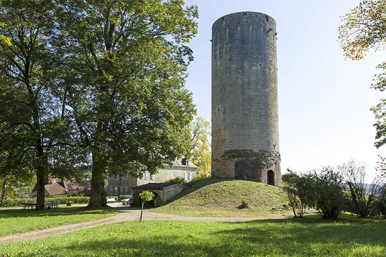 Vue générale du donjon depuis le parc. © Sonia Dourlot / Région Bourgogne-Franche-Comté, Inventaire du patrimoine - 2016