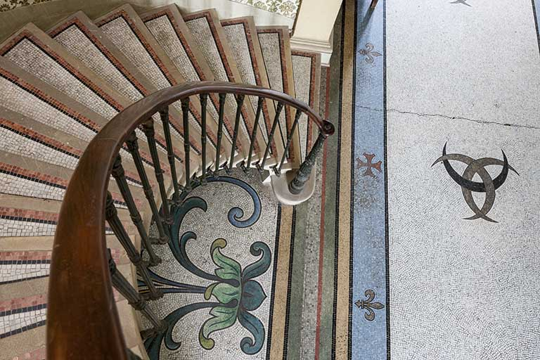 Vue plongeante depuis le premier étage. © Jérôme Mongreville / Région Bourgogne-Franche-Comté, Inventaire du patrimoine - 2016