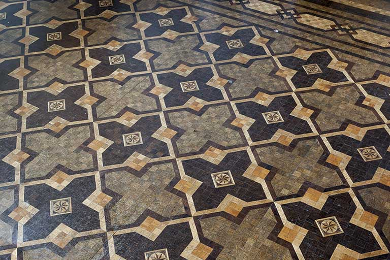 Parquet de marqueterie. © Jérôme Mongreville / Région Bourgogne-Franche-Comté, Inventaire du patrimoine - 2016