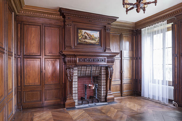 Vue d'ensemble de la salle dite "le fumoir". © Jérôme Mongreville / Région Bourgogne-Franche-Comté, Inventaire du patrimoine - 2016