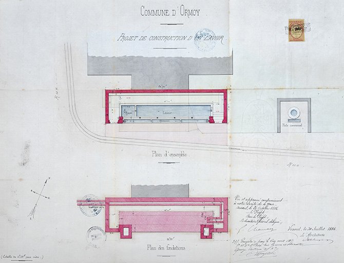 Projet de construction d'un lavoir (1886). © Jérôme  Mongreville (reproduction) / Région Bourgogne-Franche-Comté, Inventaire du patrimoine - 2016 Projet de construction d'un lavoir (1886). © Jérôme  Mongreville (reproduction) / Région Bourgogne-Franche-Comté, Inventaire du patrimoine - 2016