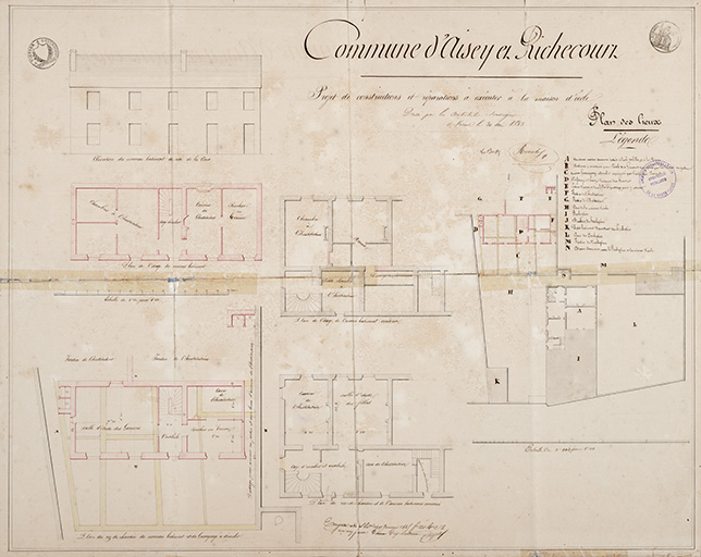 Projet d'aménagement de l'école par l'architecte Renahy (1843). © Jérôme  Mongreville (reproduction) / Région Bourgogne-Franche-Comté, Inventaire du patrimoine - 2016 Projet d'aménagement de l'école par l'architecte Renahy (1843). © Jérôme  Mongreville (reproduction) / Région Bourgogne-Franche-Comté, Inventaire du patrimoine - 2016