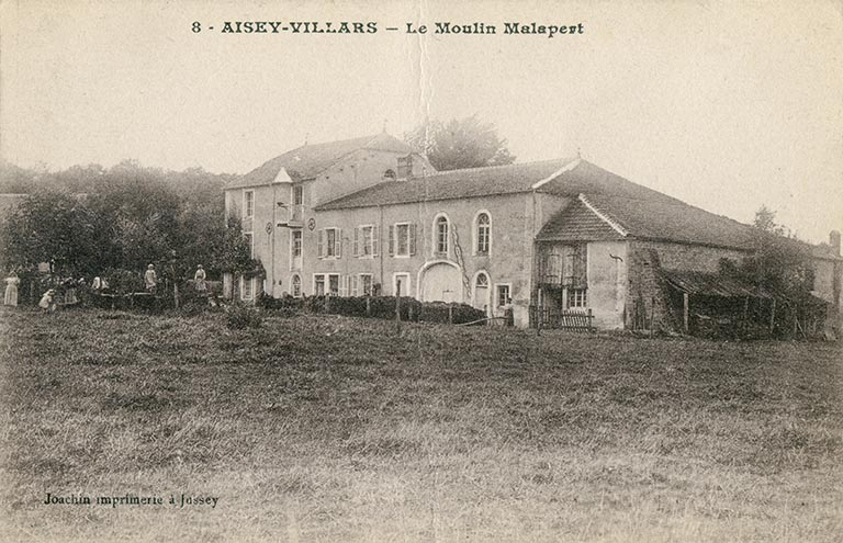 Ancien moulin de Malapert à Aisey, carte postale. © Guillaume Gézolme (reproduction) / Région Bourgogne-Franche-Comté, Inventaire du patrimoine - 2016 Ancien moulin de Malapert à Aisey, carte postale. © Guillaume Gézolme (reproduction) / Région Bourgogne-Franche-Comté, Inventaire du patrimoine - 2016