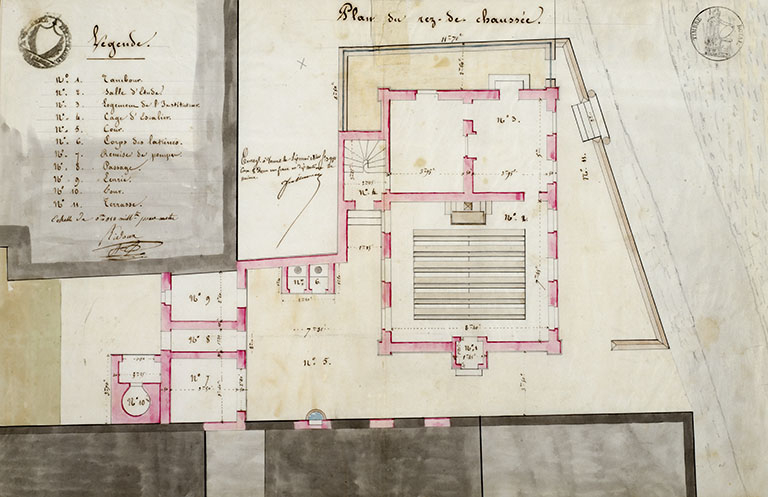 Plan du rez-de-chaussée, 1840. © Jérôme Mongreville / Région Bourgogne-Franche-Comté, Inventaire du patrimoine - 2016