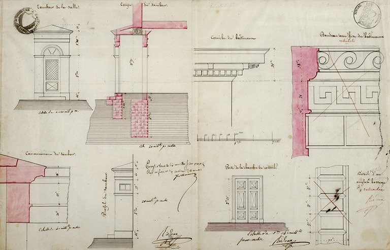 [Détails d'élévation, coupes et profils], 1840. © Jérôme Mongreville / Région Bourgogne-Franche-Comté, Inventaire du patrimoine - 2016