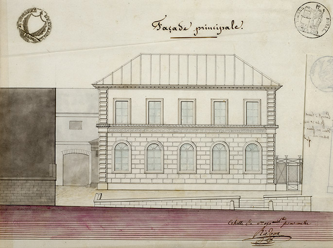 Façade principale [projet non retenu], 1840. © Jérôme Mongreville / Région Bourgogne-Franche-Comté, Inventaire du patrimoine - 2016