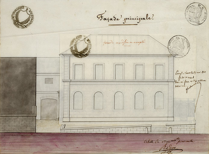 Façade principale (façade modifiée et acceptée), 1840. © Jérôme Mongreville / Région Bourgogne-Franche-Comté, Inventaire du patrimoine - 2016