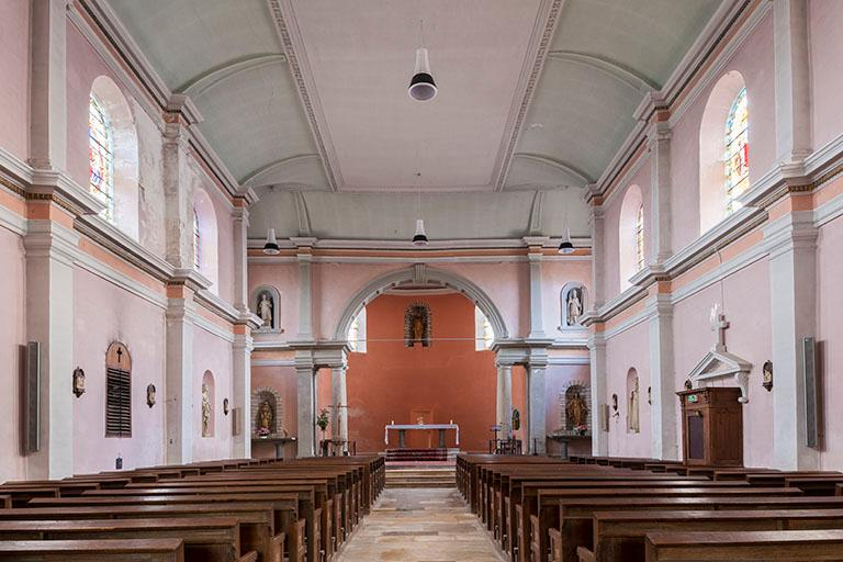 Vue de la nef en direction du choeur. © Jérôme Mongreville / Région Bourgogne-Franche-Comté, Inventaire du patrimoine - 2016