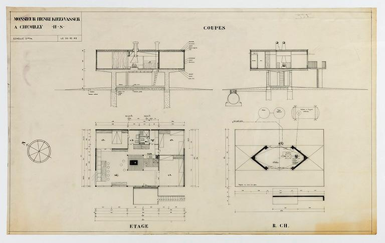 Plans en coupe de la villa. © Sonia Dourlot (reproduction) / Région Bourgogne-Franche-Comté, Inventaire du patrimoine - 2016