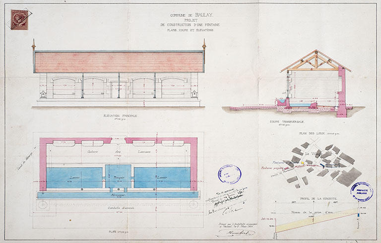 plans du lavoir communal © Jérôme  Mongreville (reproduction) / Région Bourgogne-Franche-Comté, Inventaire du patrimoine - 2016