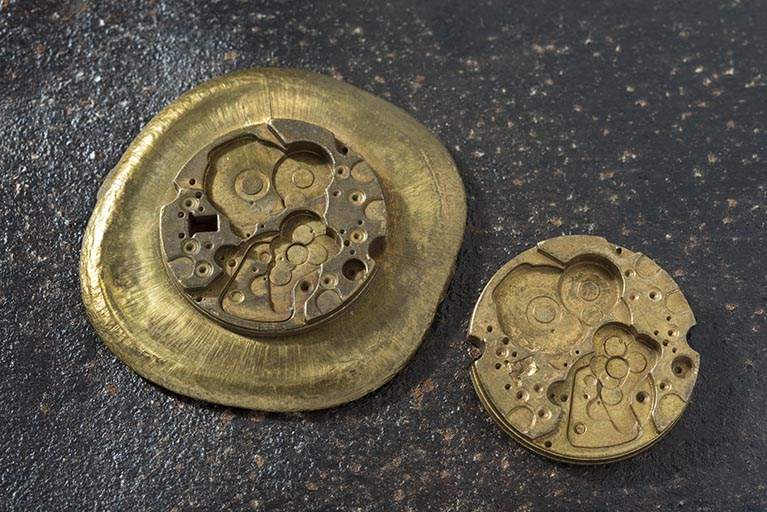 Ebauche obtenue par frappe à chaud (recto). Diamètre : 29,7 mm, épaisseur : 4,3 mm. © Sonia Dourlot / Région Bourgogne-Franche-Comté, Inventaire du patrimoine - 2017