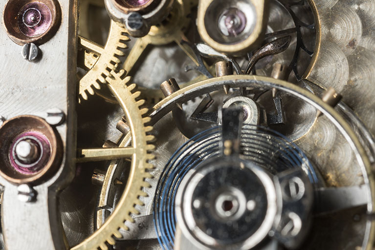 Détail de la roue d'ancre, de l'ancre et de son contrepoids. © Sonia Dourlot / Région Bourgogne-Franche-Comté, Inventaire du patrimoine - 2017