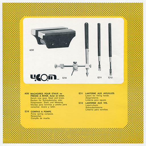 Mâchoires pour étaux ou presses à river, compas à pompe, lanterne aux aiguilles et lanterne aux vis, s.d. [années 1960-1970]. © Laurent Poupard / Région Bourgogne-Franche-Comté, Inventaire du patrimoine - 2017