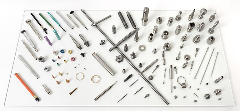 Production de la société Grandidier : pinces à morille, mandrins et pièces diverses. © Sonia Dourlot / Région Bourgogne-Franche-Comté, Inventaire du patrimoine - 2017