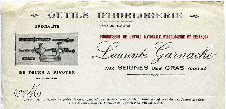 Papier à en-tête de Laurent Garnache-Barthod [détail de l'en-tête], années 1930. © Laurent Poupard / Région Bourgogne-Franche-Comté, Inventaire du patrimoine - 2017