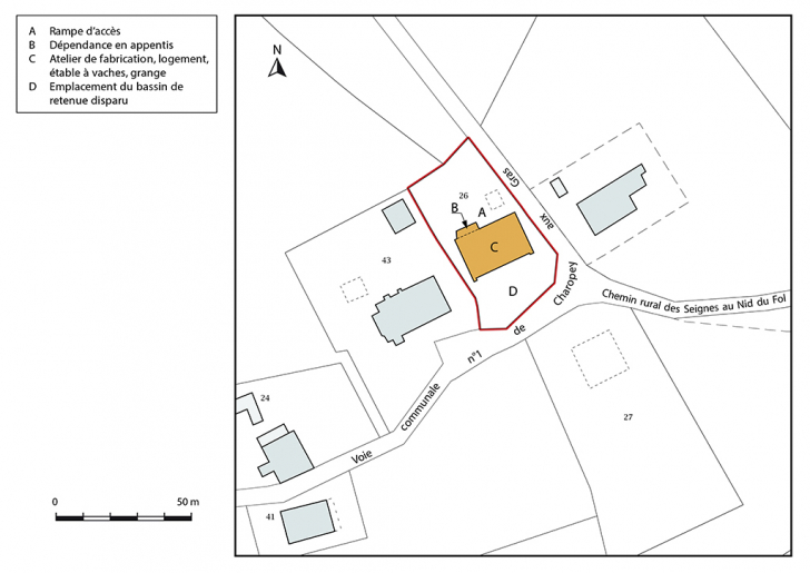 Plan-masse et de situation. Extrait du plan cadastral, 2017, section ZI, 1/1 000. © Mathias Papigny / Région Bourgogne-Franche-Comté, Inventaire du patrimoine - 2017 Plan-masse et de situation. Extrait du plan cadastral, 2017, section ZI, 1/1 000. © Mathias Papigny / Région Bourgogne-Franche-Comté, Inventaire du patrimoine - 2017