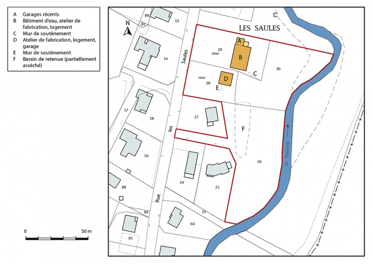 Plan-masse et de situation. Extrait du plan cadastral, 2017, section AA, 1/1 000. © Mathias Papigny / Région Bourgogne-Franche-Comté, Inventaire du patrimoine - 2017 Plan-masse et de situation. Extrait du plan cadastral, 2017, section AA, 1/1 000. © Mathias Papigny / Région Bourgogne-Franche-Comté, Inventaire du patrimoine - 2017