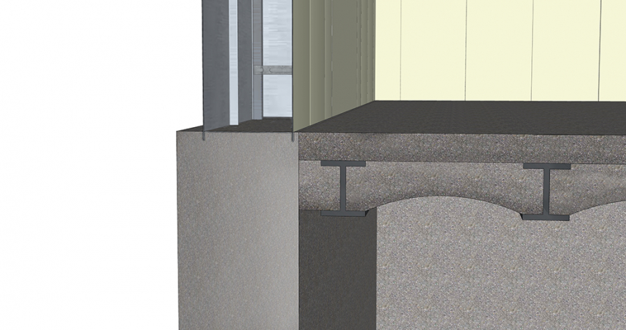 Restitution du système constructif : coupe au niveau du radier. © Mathias Papigny / Région Bourgogne-Franche-Comté, Inventaire du patrimoine - 2017