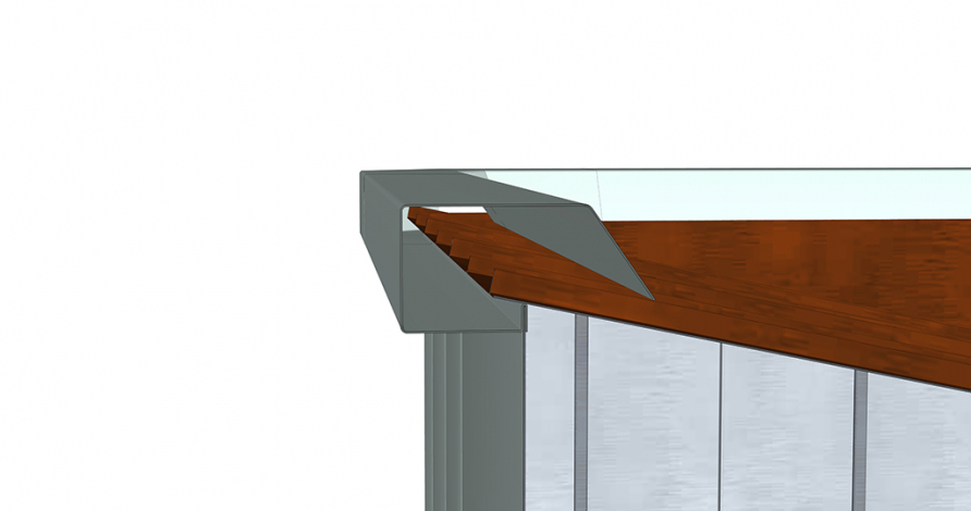 Restitution du système constructif : coupe au niveau de la corniche, avec toiture. © Mathias Papigny / Région Bourgogne-Franche-Comté, Inventaire du patrimoine - 2017