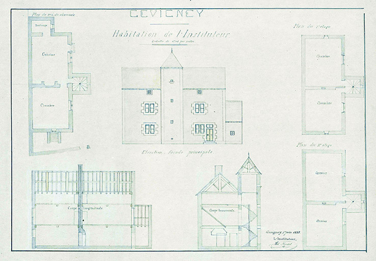 Plan de l'école réalisé en 1888. © Guillaume Gézolme / Archives départementales de la Haute-Saône - 2017 Plan de l'école réalisé en 1888. © Guillaume Gézolme / Archives départementales de la Haute-Saône - 2017