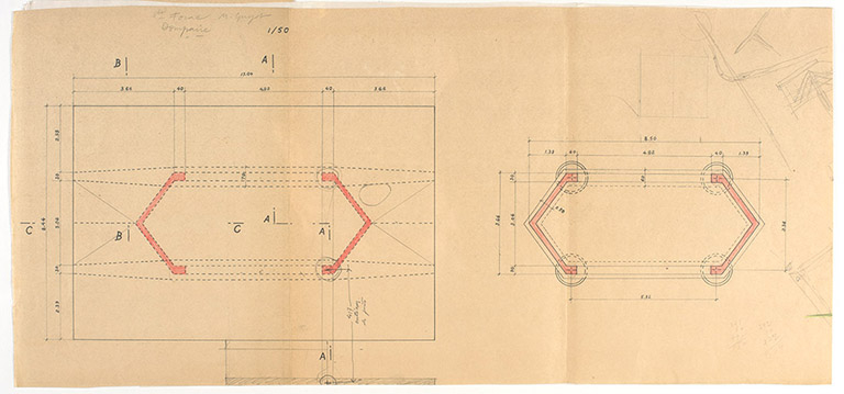 Cahier de coffrage et armature de la structure de la pile, André Maisonnier, s.d. © Sonia Dourlot (reproduction) / Région Bourgogne-Franche-Comté, Inventaire du patrimoine - 2017