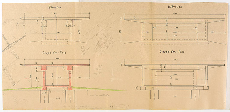 Cahier de coffrage et armature de la structure de la pile et du plancher du premier étage, s.d. © Sonia Dourlot (reproduction) / Région Bourgogne-Franche-Comté, Inventaire du patrimoine - 2017