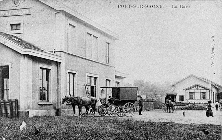 La gare, carte postale. © Guillaume Gézolme / Région Bourgogne-Franche-Comté, Inventaire du patrimoine - 2017