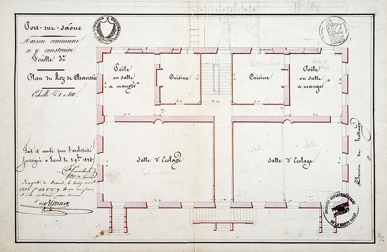Plan du rez-de-chaussée (1836). © Jérôme Mongreville / Région Bourgogne-Franche-Comté, Inventaire du patrimoine - 2017